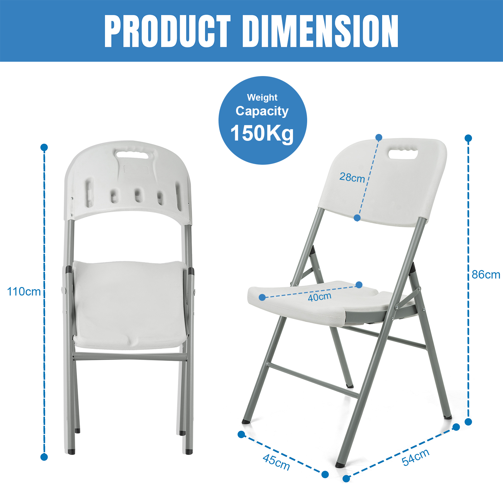 Set of 2 Heavy Duty Folding Plastic Chairs