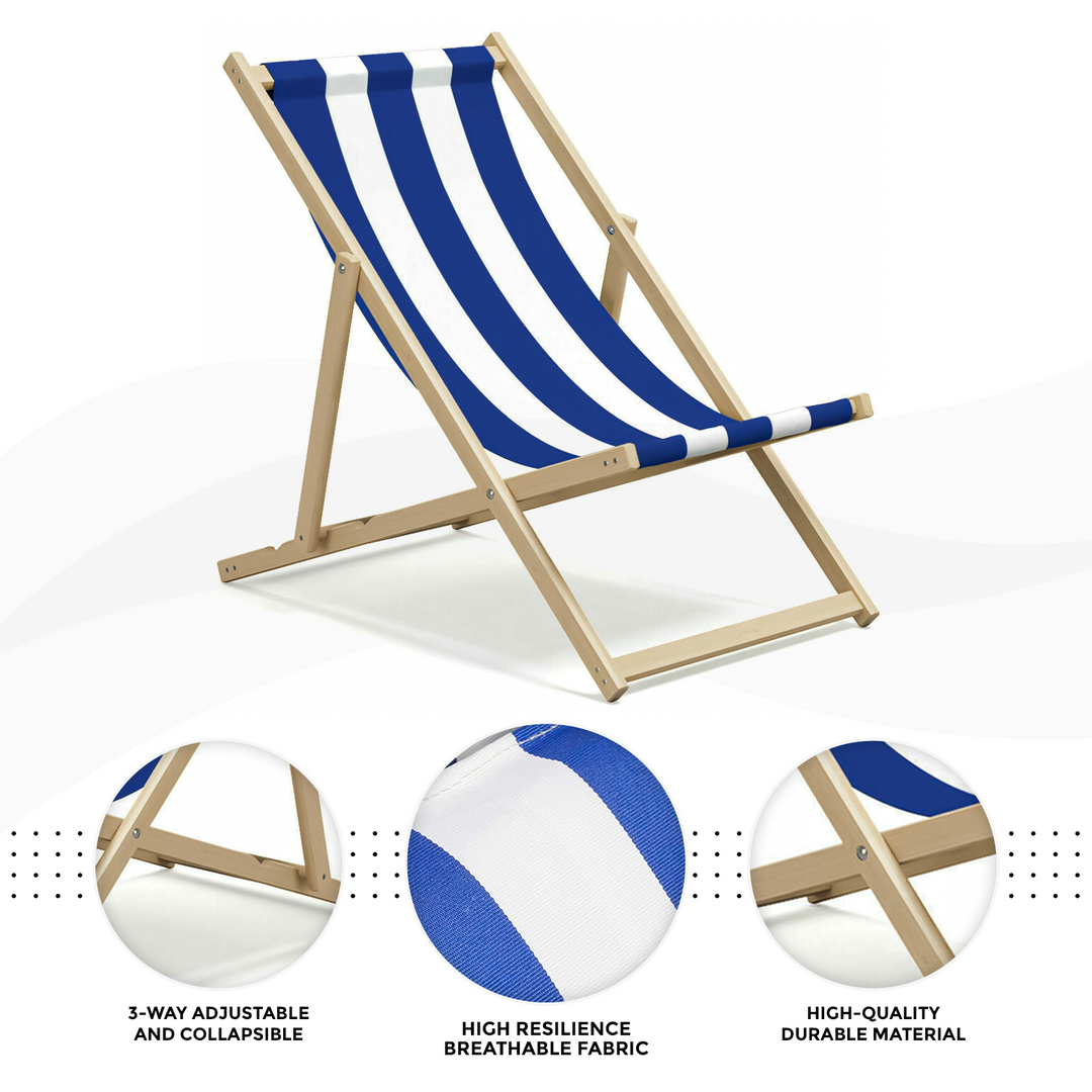 Adjustable Folding Wood Deck Chair