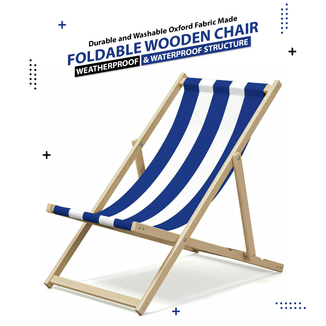 Adjustable Folding Wood Deck Chair