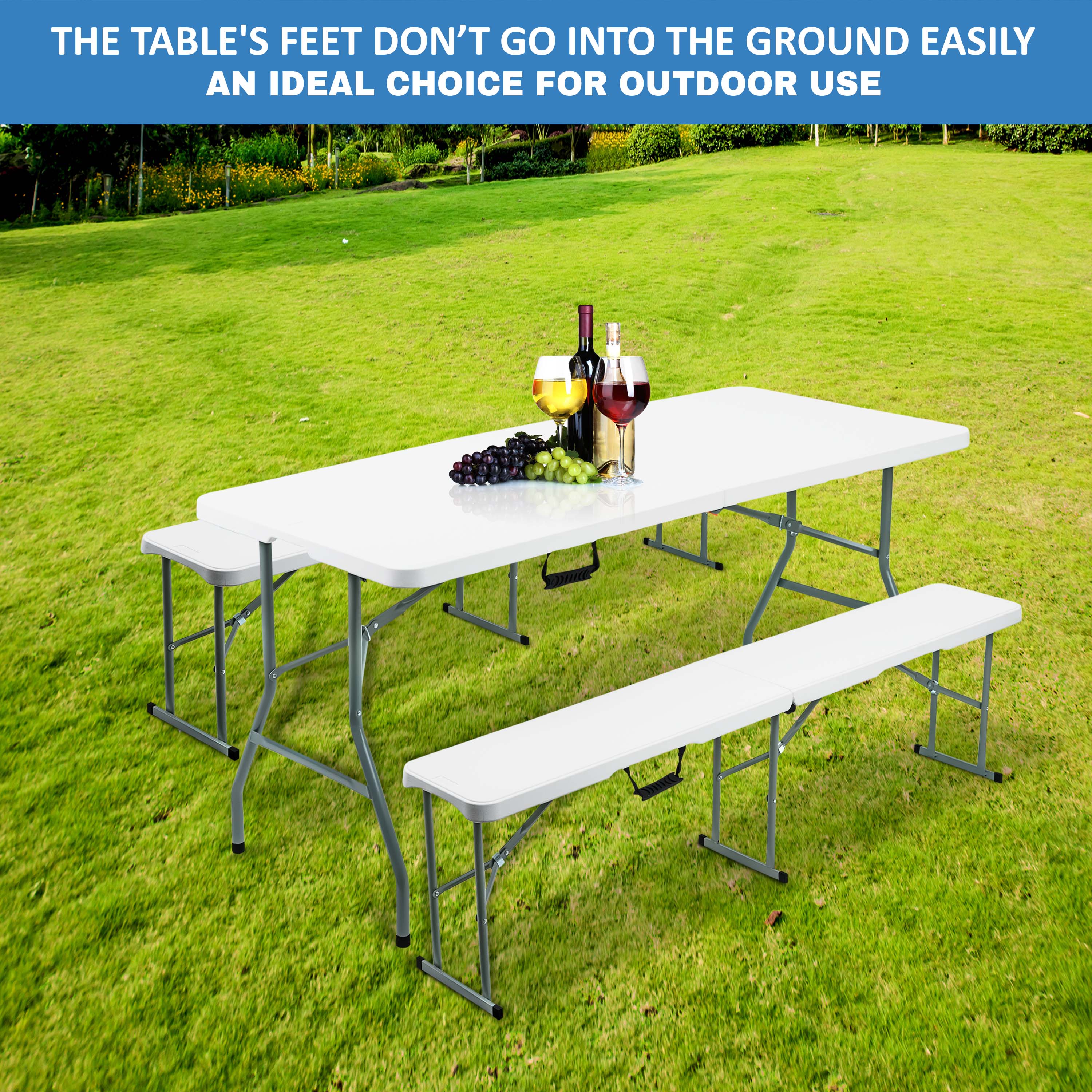 Heavy Duty 6ft Table and Benches Set - 0