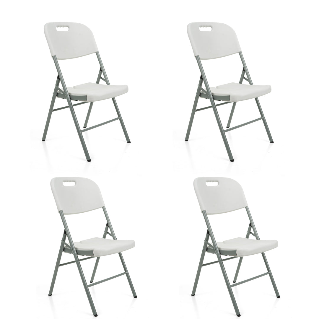 Set of 4 Heavy Duty Folding Metal Frame Plastic Chairs