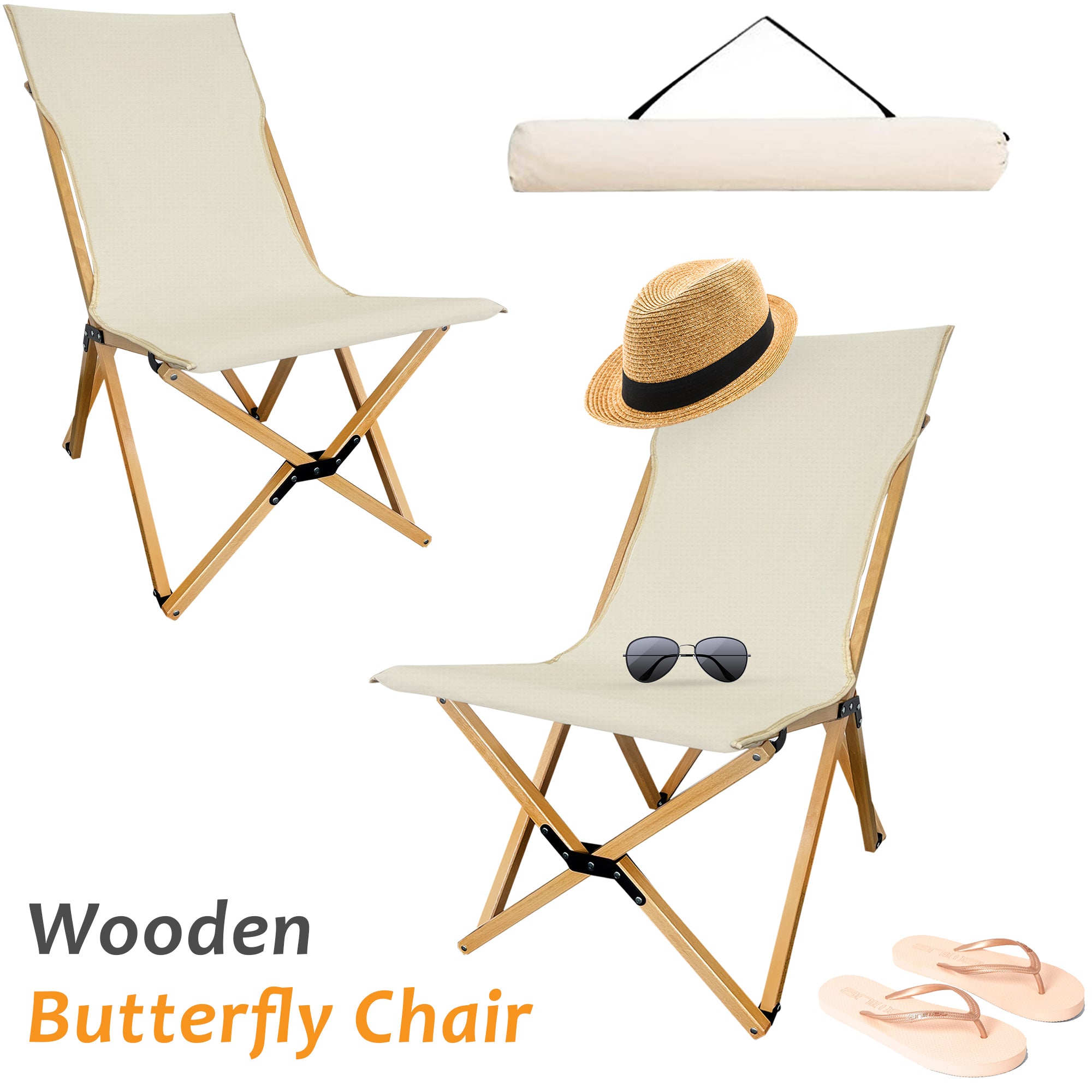 Portable Butterfly Canvas Chair for Adults [Set of 2] - 0