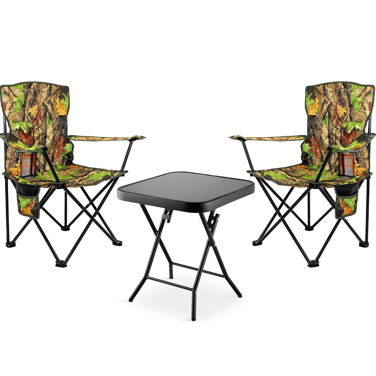 Camping Chairs with Glass Top Side Table