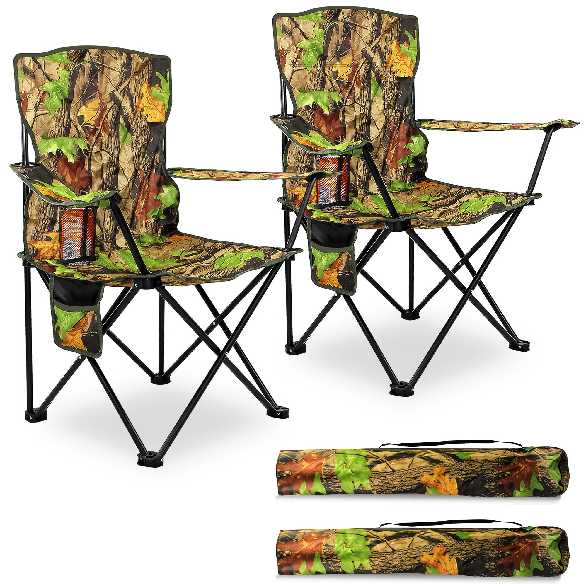 Camping Chairs with Glass Top Side Table