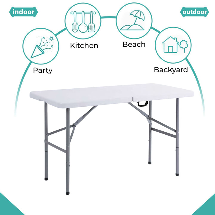 4ft Folding Trestle Table With Metal Frame Fabric Padded Chairs