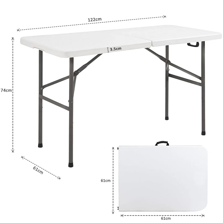 4ft Folding Trestle Table With Metal Frame Fabric Padded Chairs