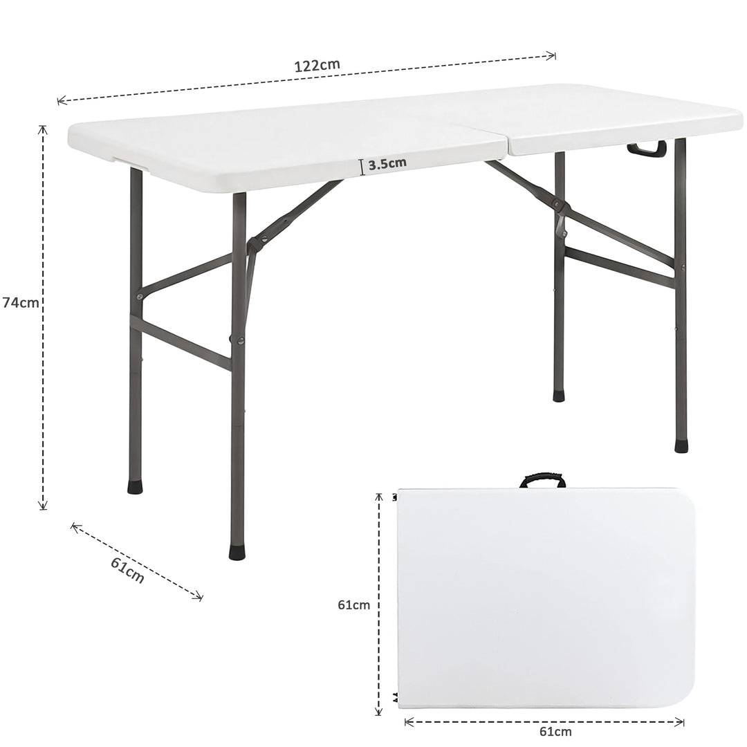 4ft Trestle Table with 2 Deluxe Fabric Padded Metal Folding Chairs