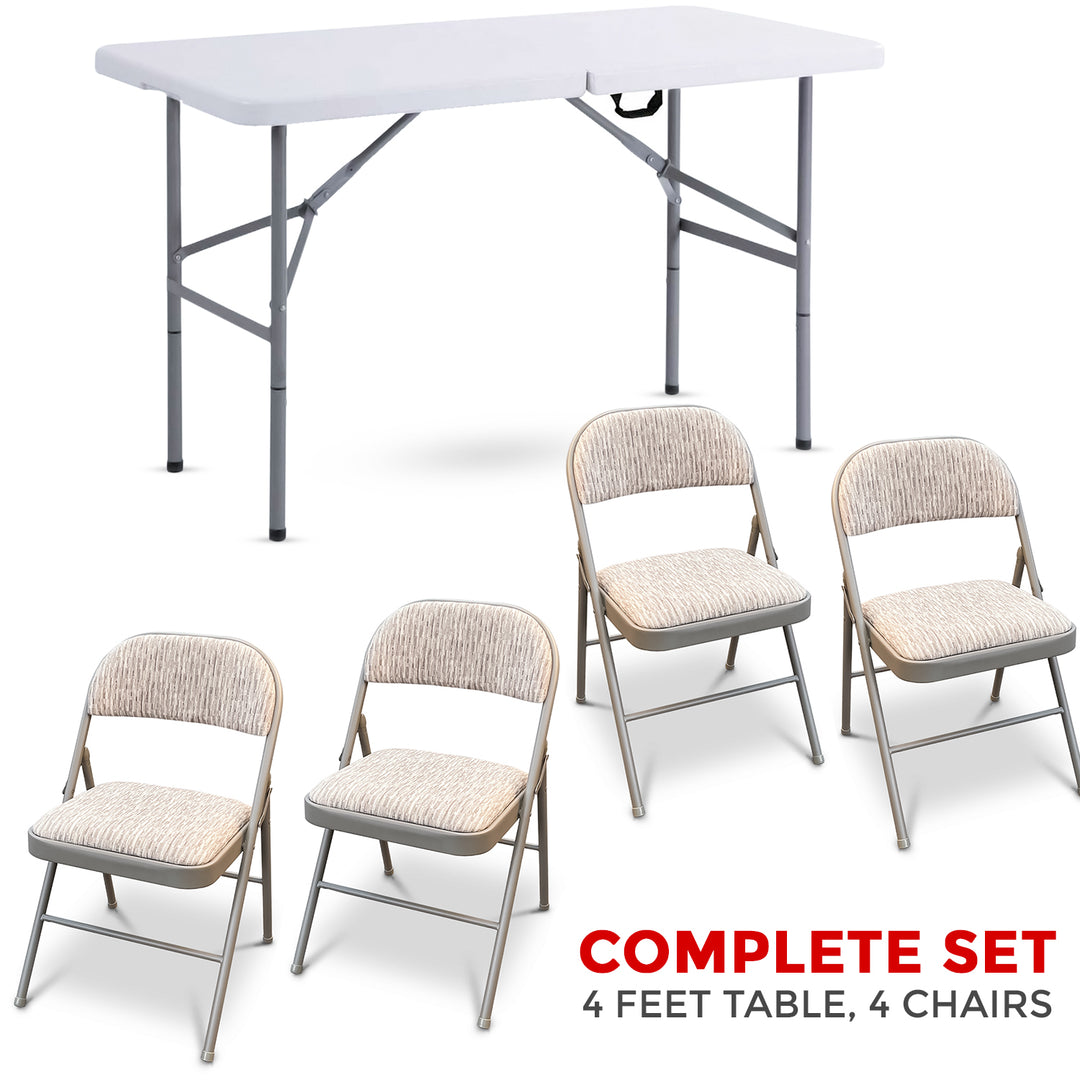 Folding Trestle Camping Table with Folding Chairs