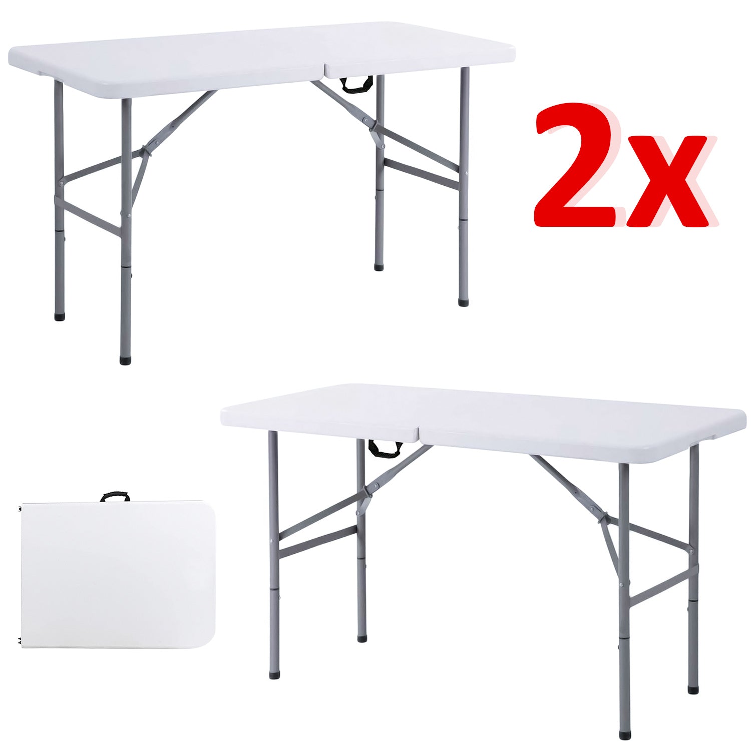 4ft Trestle Catering Heavy Duty Folding Tables [Set of 2] - 0