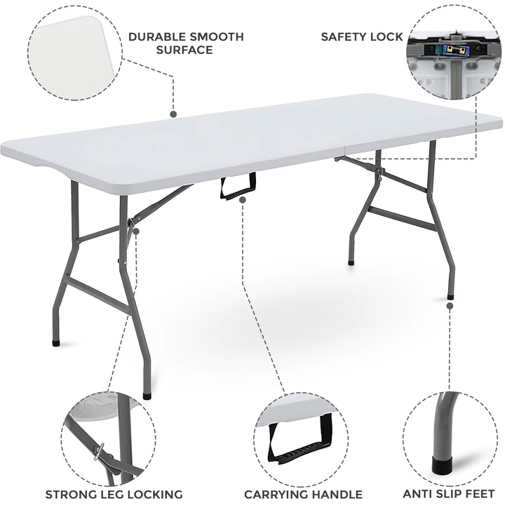 5 Feet - Heavy Duty Trestle Camping Foldable Table