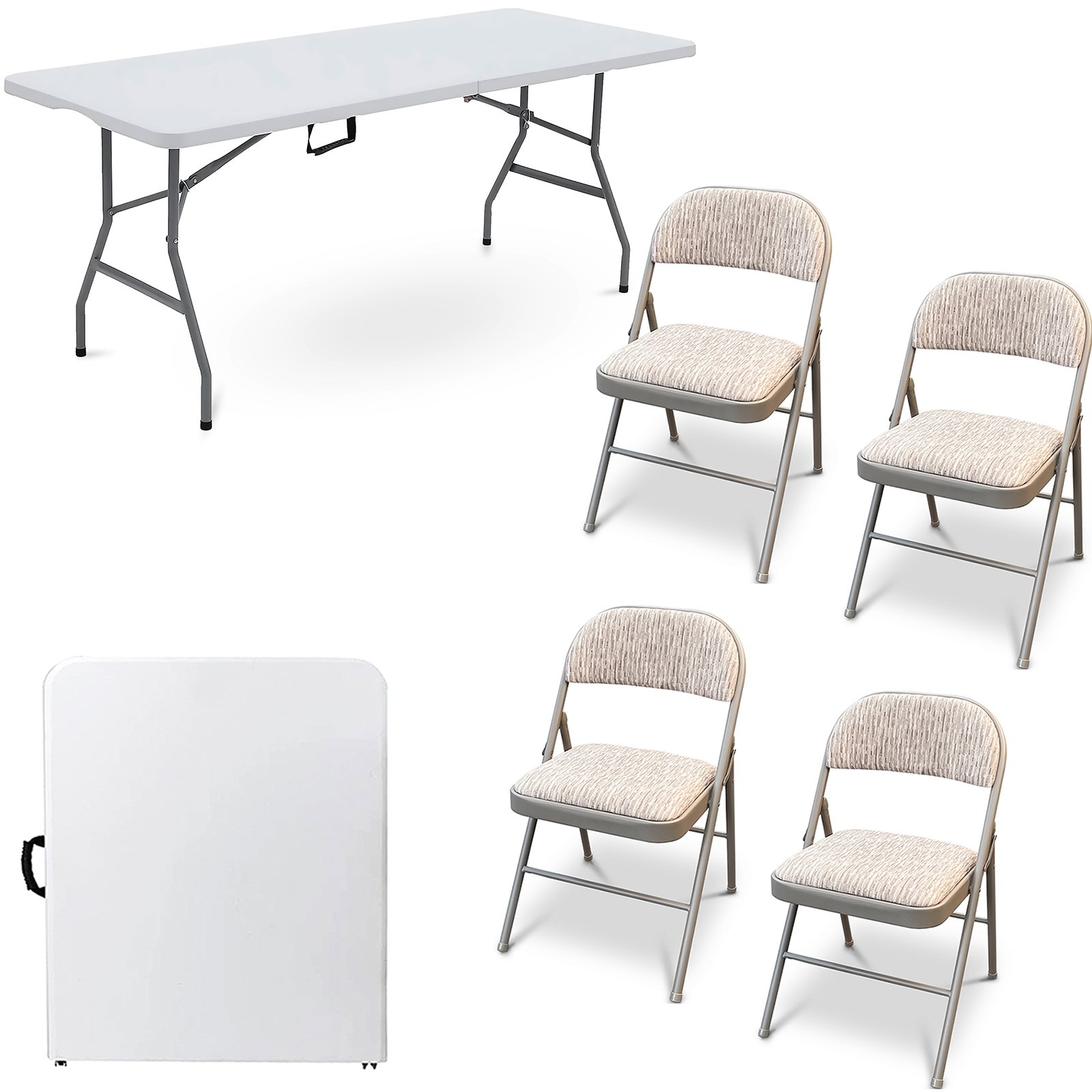 5ft Collapsible Folding Table With 4 Folding Chairs