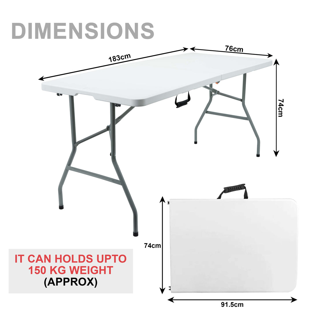 6ft Trestle Camping Table with 6 Foldable Stools