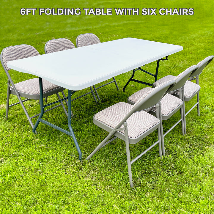 6ft Folding Trestle Table Heavy Duty with Chairs