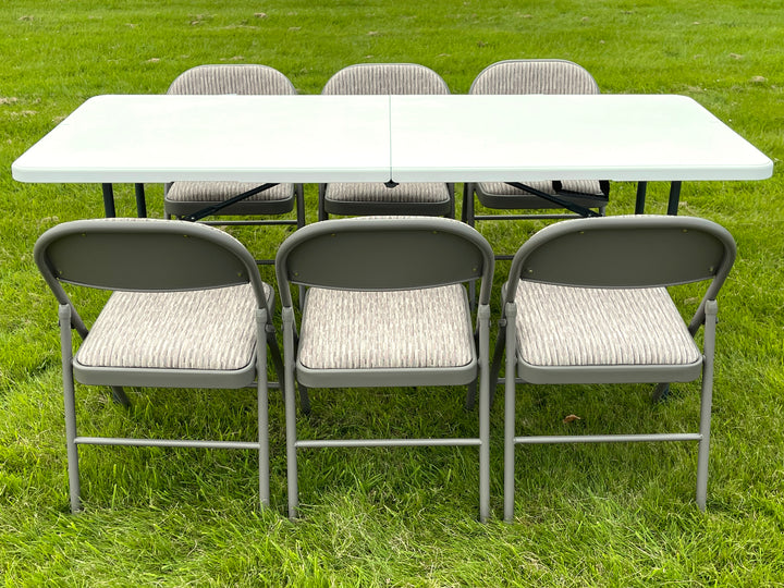 6 Feet Folding Table with 6 Fold Away Chairs