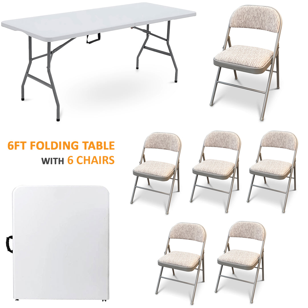 Folding Trestle Camping Table with Folding Chairs