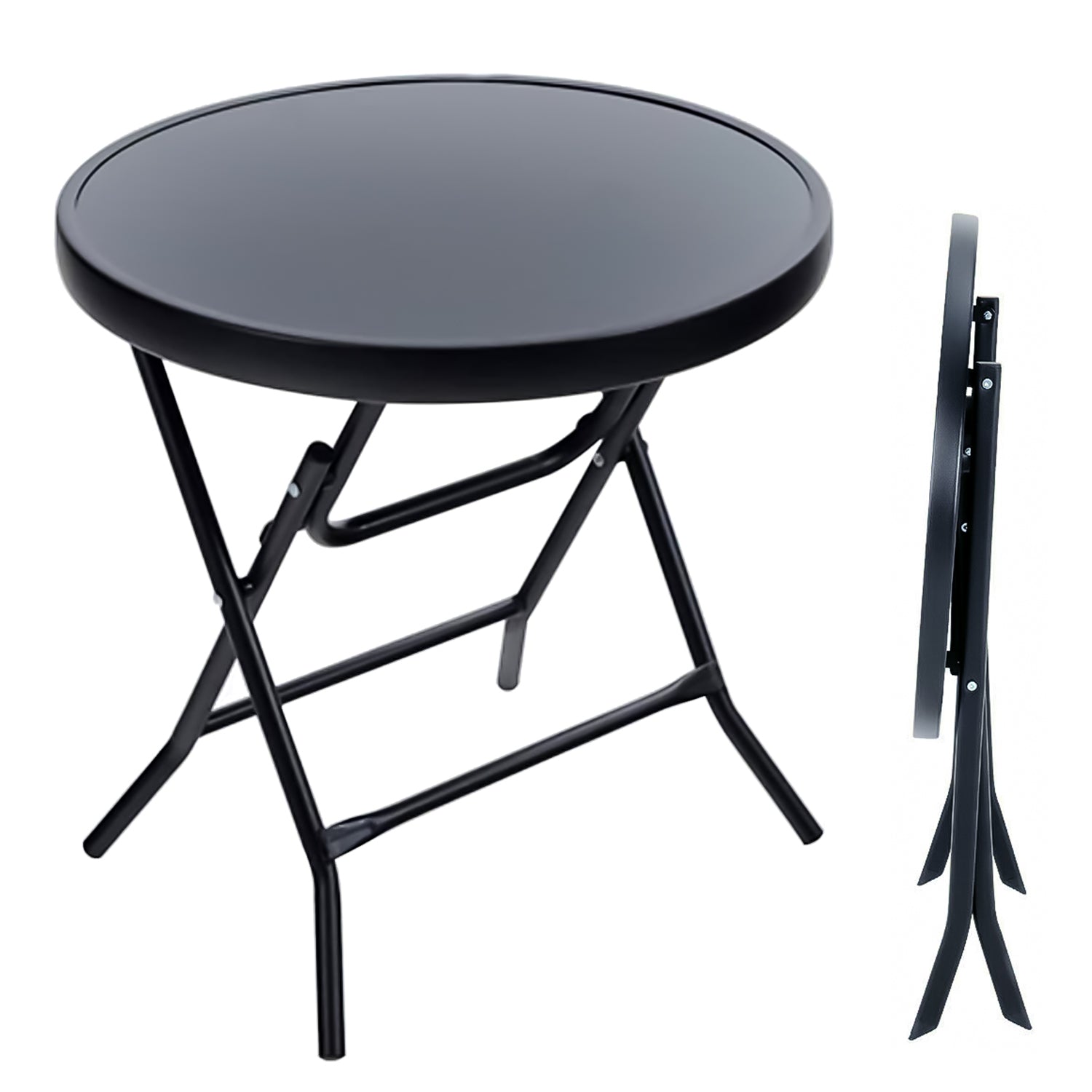 Tempered Glass Folding Drinks Side Table - 0