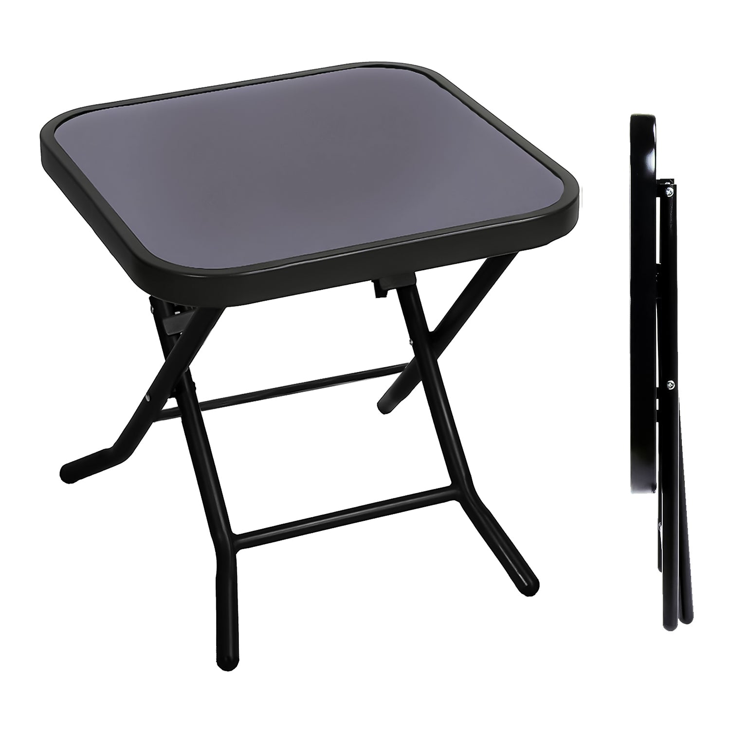 Small folding store glass patio table